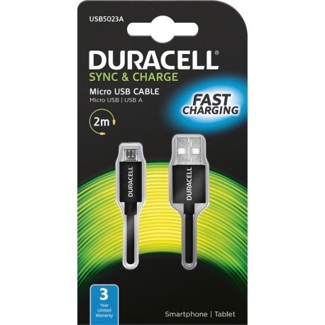 DURACELL Duracell Kabel USB-A micro USB 2m czarny