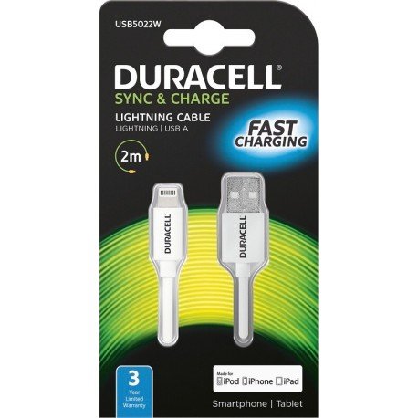 Duracell Lightning do kabla USB (1 m) do Apple iPhone, biały USB5022W