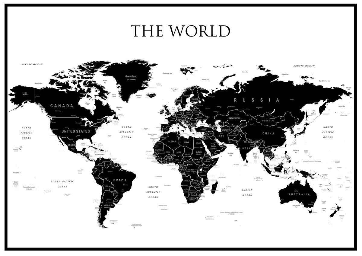 ArtGlob, The World MIDI mapa ścienna polityczna na podkładzie do wpinania