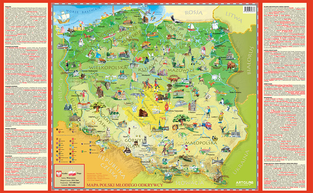 ArtGlob, Polska Młodego Odkrywcy S mapa ścienna dla dzieci na podkładzie