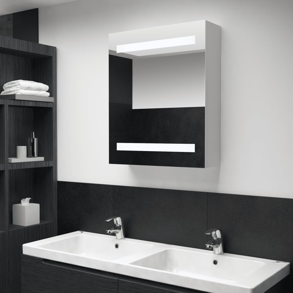 vidaXL Szafka łazienkowa z lustrem i LED, 50 x 14 x 60 cm