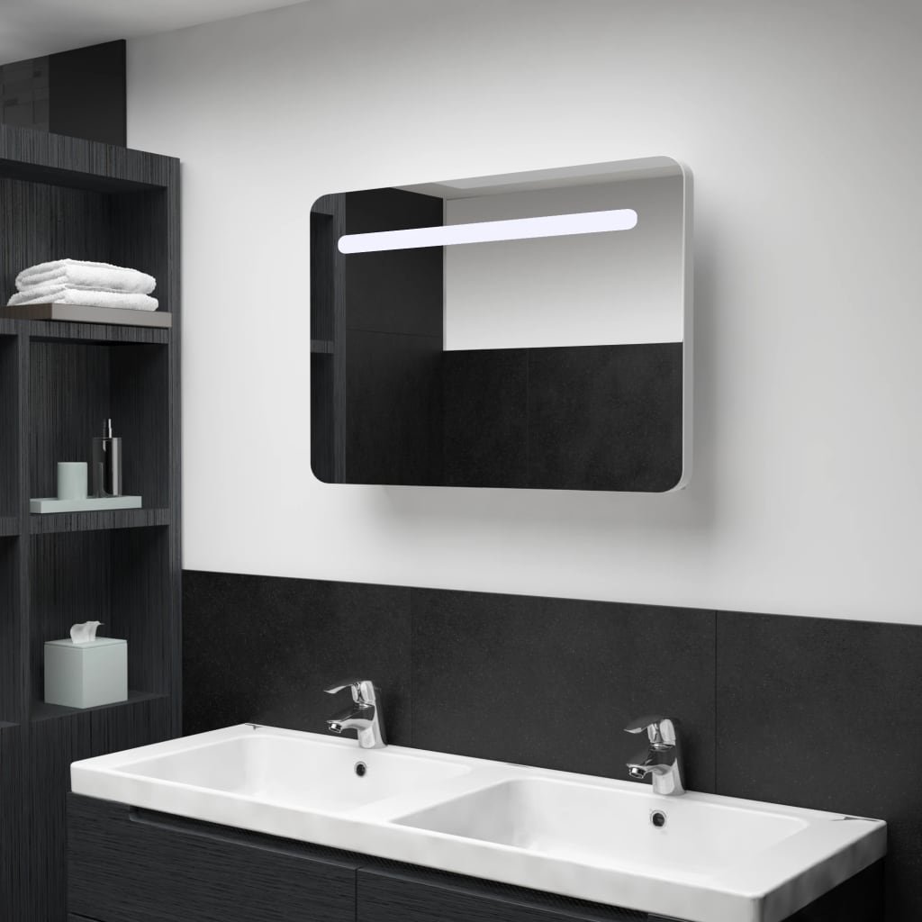 vidaXL Szafka łazienkowa z lustrem i LED, 80 x 11 x 55 cm