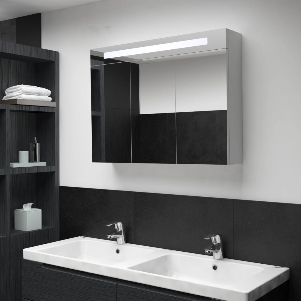 vidaXL Szafka łazienkowa z lustrem i LED, 88 x 13 x 62 cm