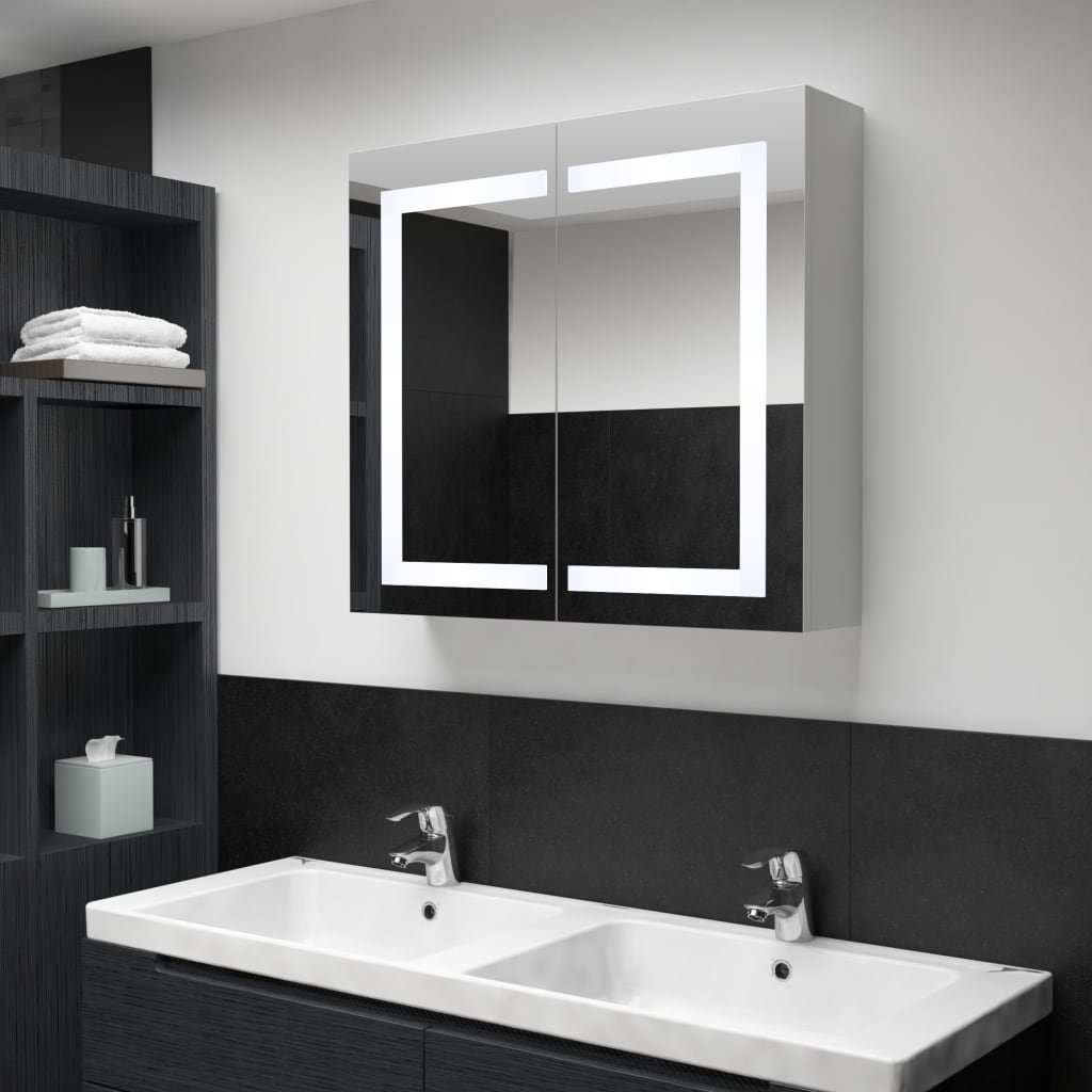 vidaXL Szafka łazienkowa z lustrem i LED, 80 x 12,2 x 68 cm