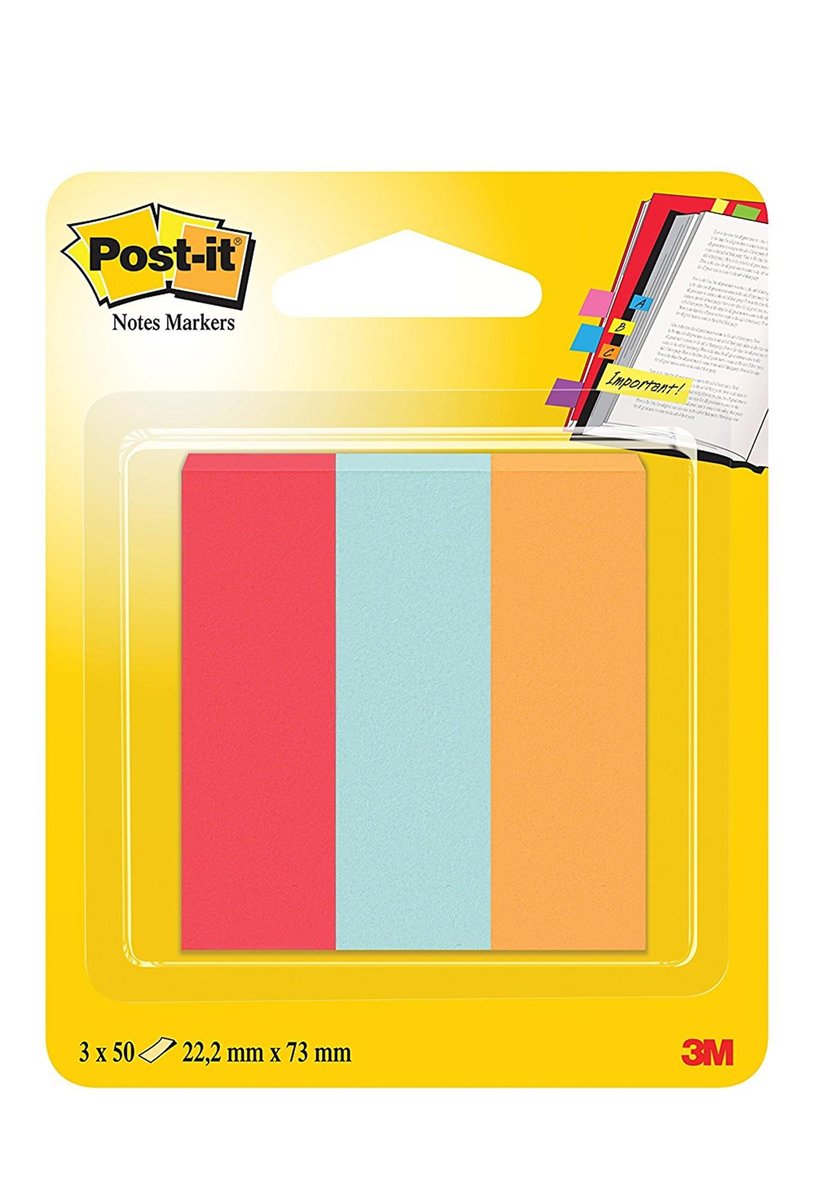 Znaczniki samoprzylepne Post-it®, 3 neonowe kolory, 22,2x73mm, 3x50 znaczników