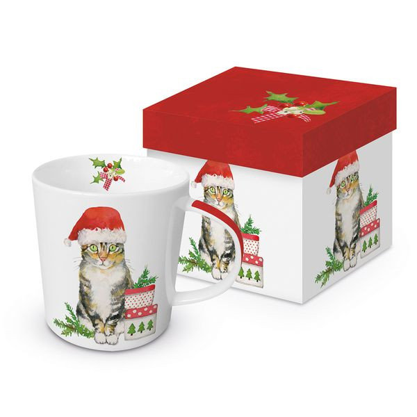 Kubek PPD, Christmas kotek, biały, 350 ml