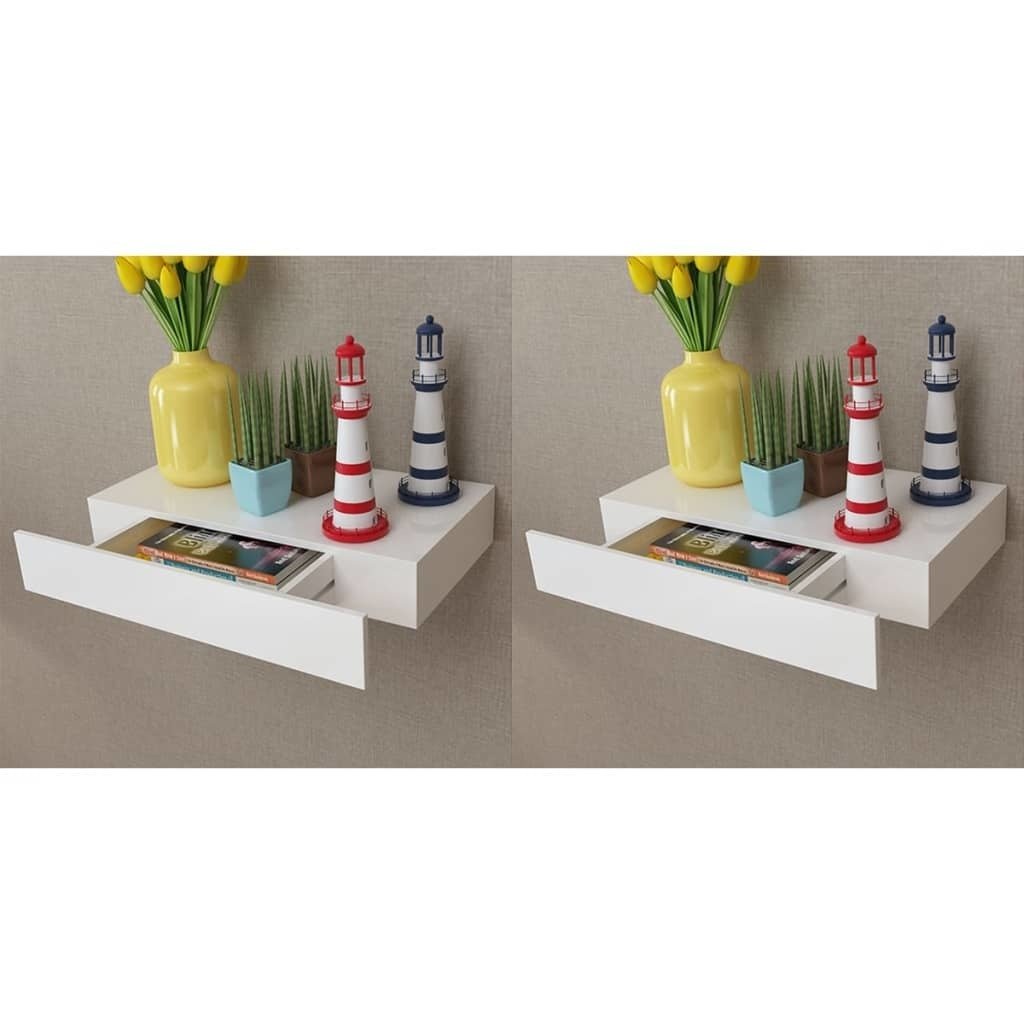 vidaXL vidaXL Półki wiszące z szufladami, 2 szt., białe, 48 cm