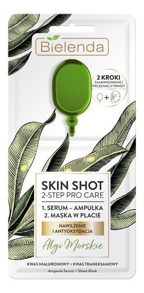 Bielenda SKIN SHOT MASKA W PŁACIE + AMPUŁKA ALGI MORSKIE