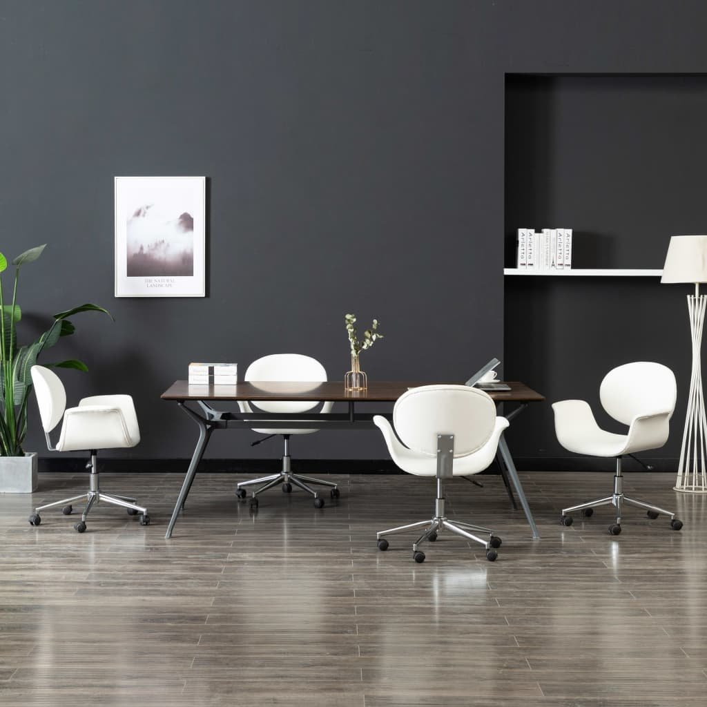 vidaXL Obrotowe krzesła stołowe, 4 szt., białe, sztuczna skóra 3054858