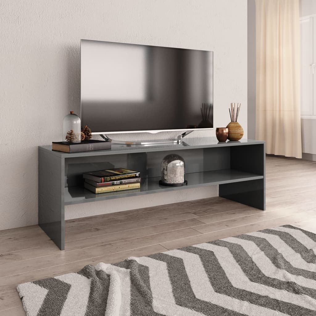 vidaXL Szafka pod TV, szara, wysoki połysk, 120x40x40cm, płyta wiórowa