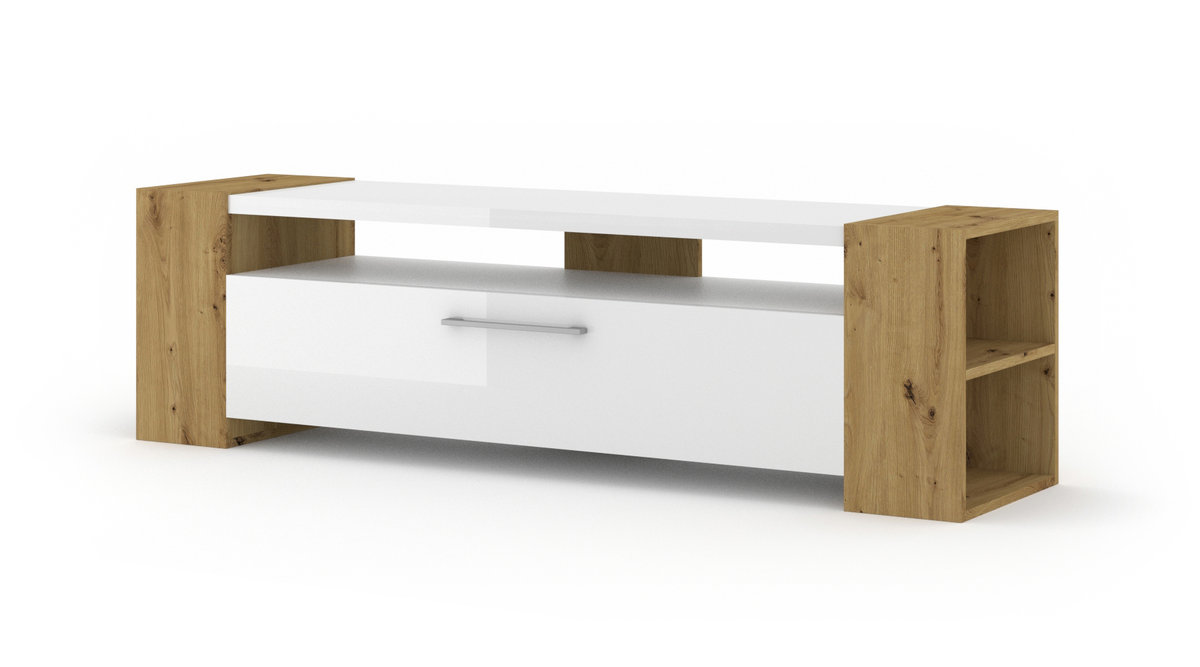 Szafka RTV komoda LIVIA 160 artisan / biały połysk
