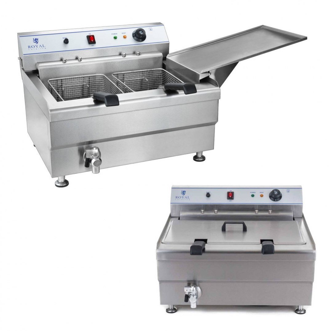 Royal Catering Smażalnik frytownica patelnia do pączków, ryb dwa kosze półka 30l RCBG 30-2-B STH RCBG 30-2-B STH