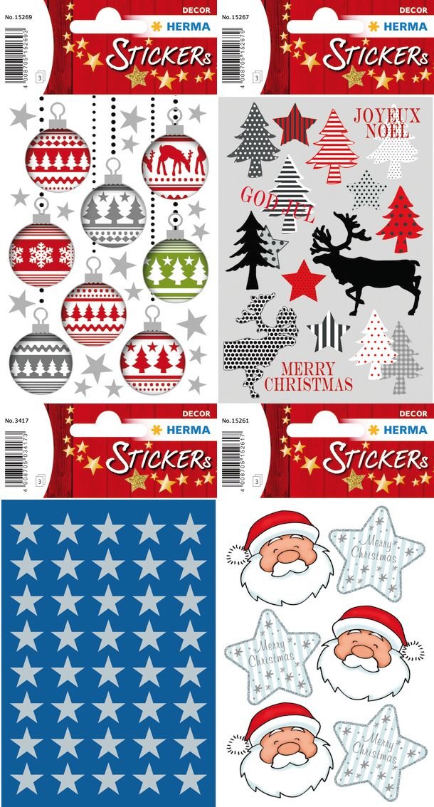 Naklejki dekoracyjne, Boże Narodzenie, Pakiet 2, 4 sztuki