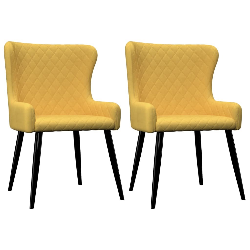 vidaXL Krzesła do jadalni, 2 szt., żółte, tkanina