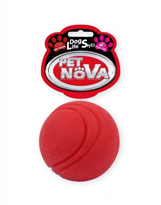 PET NOVA Pet Nova Piłka gumowa Ball o aromacie wołowiny czerwona 5cm PPTN003