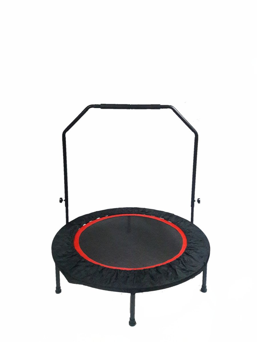 etrampoliny.pl Trampolina do fitnessu, ćwiczeń, domowa, z regulowaną poręczą. Średnica 120 cm, 40 sprężyn