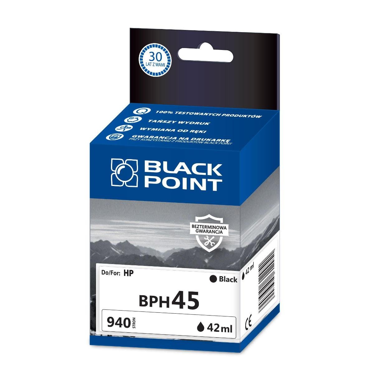 HP Black Point 45 BK BLACK POINT zam. tusz do Deskjet 960c/cse, 970cxi/cse, 980c/cxi, 990cxi/cm, 995c, 930c/cm, 932c, 935c, 950c, 952c, 959c, 880c, 882c, 890c (BPH45)