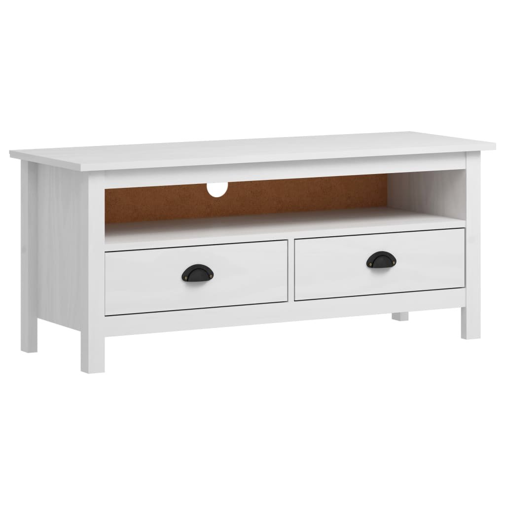 vidaXL Szafka TV Hill Range, biała, 110x40x47 cm, lite drewno sosnowe