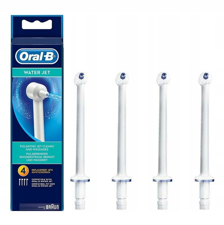 ORAL-B Waterjet końcówki ckbue rsten, do dysz do jamy ustnej kabin prysznicowych, 4 sztuki ED WaterJet 4er