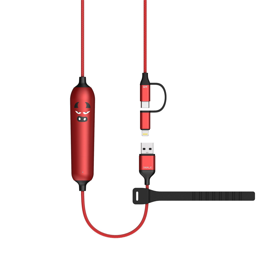 iWALK Crazy Cable z wbudowanym przewodem 3w1 czerwony