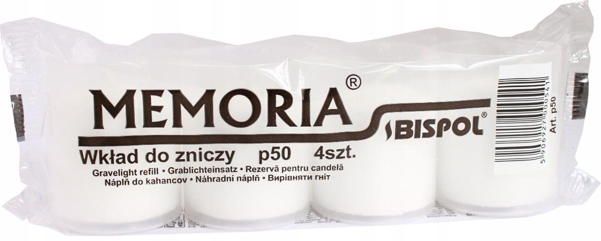 Wkłady do zniczy parafinowe BISPOL P50 18H 4szt.