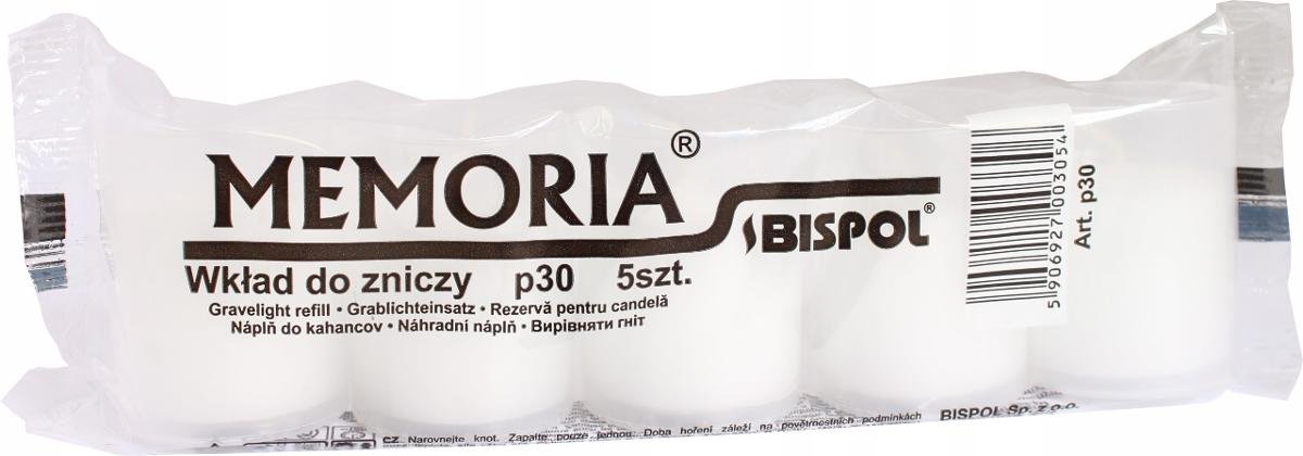 Wkłady do zniczy parafinowe BISPOL P30 15H 5szt.