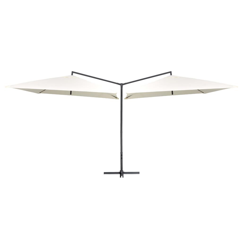 vidaXL Podwójny parasol na stalowym słupku, 250 x 250 cm, piaskowy vidaXL