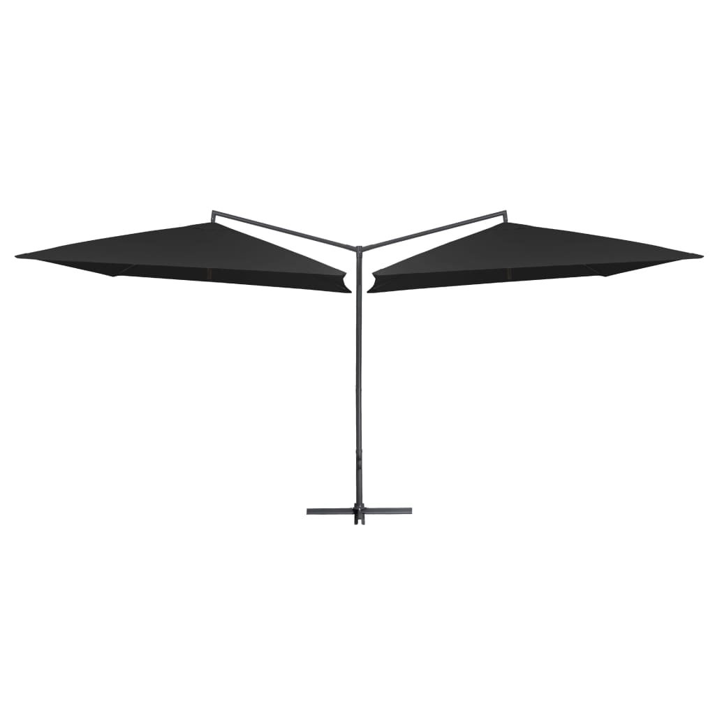 vidaXL Podwójny parasol na stalowym słupku, 250 x 250 cm, czarny vidaXL
