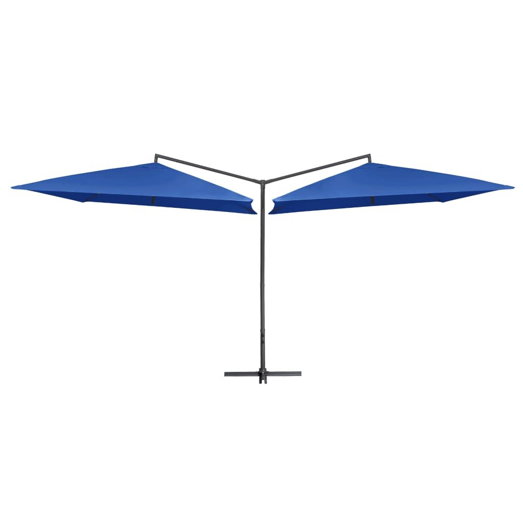 vidaXL Podwójny parasol na stalowym słupku, 250 x 250 cm, lazurowy vidaXL