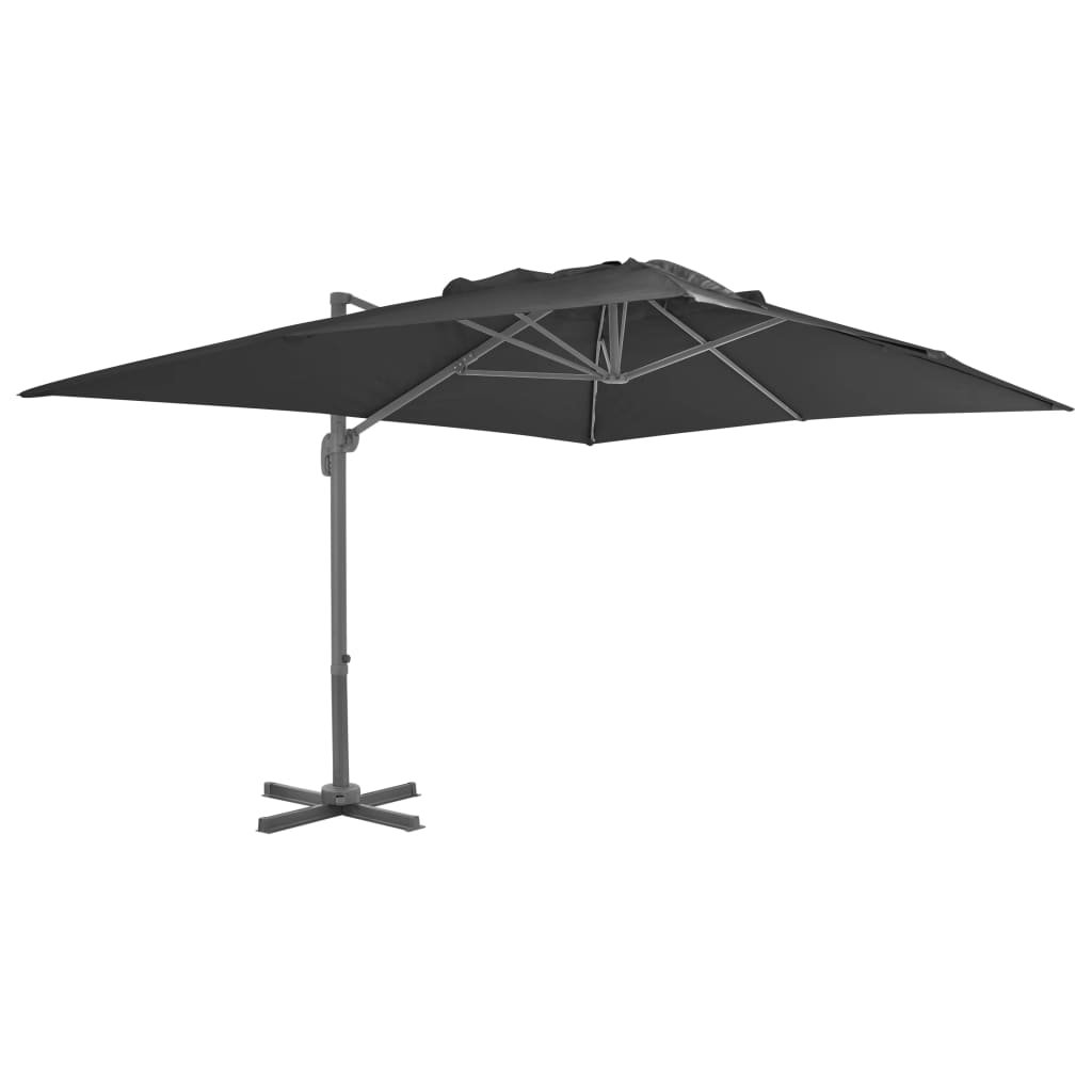 vidaXL Parasol wiszący z aluminiowym słupkiem, 4x3 m, czarny vidaXL