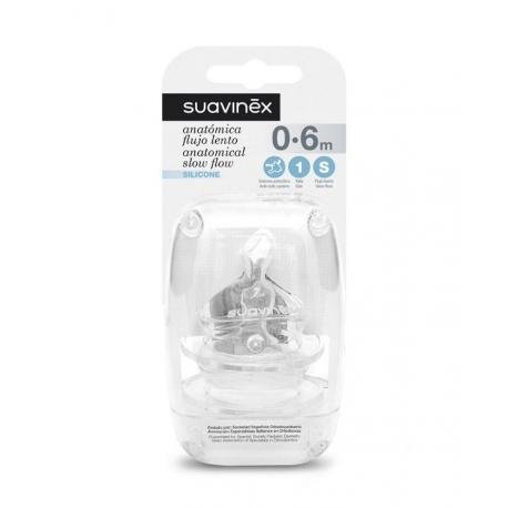 Suavinex 3800145 Anatomiczny Smoczek z Szeroką Szyjką, Silikon Rozmiar S1 S, 2 sztuki