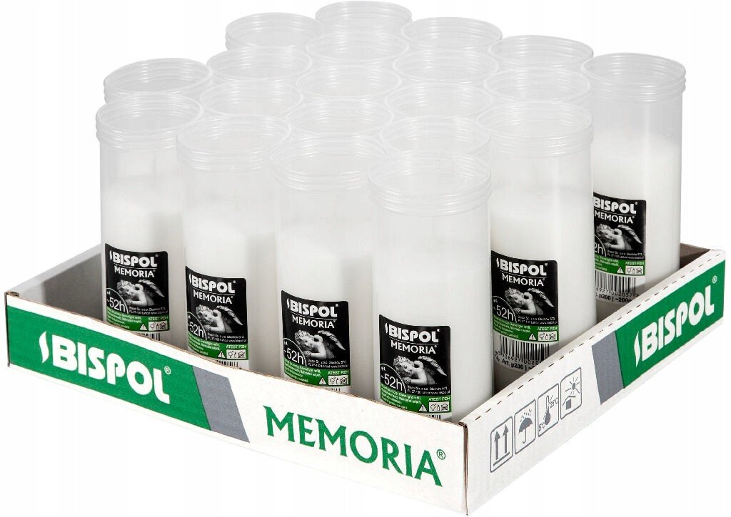 Wkład do zniczy parafinowy 20szt bispol memoria p200 52h