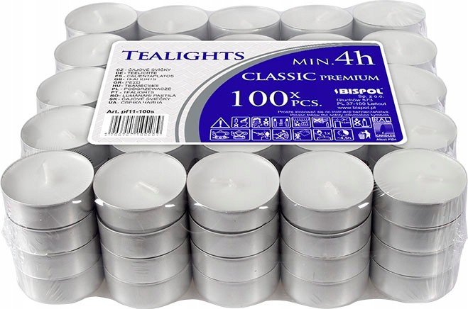 Bispol Podgrzewacze bezzapachowe tealight 4H CLASSIC 100szt BISPOL1058