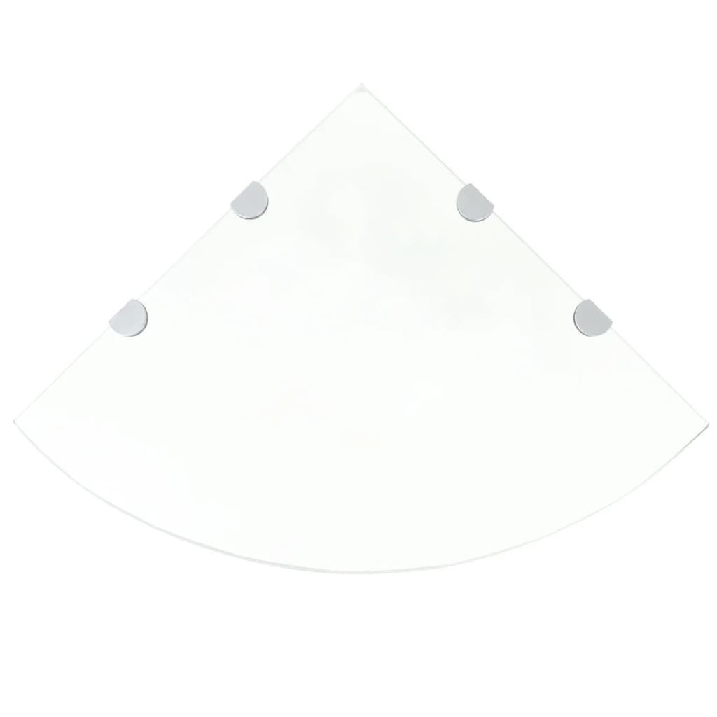 VidaXL Lumarko Półki narożne, 2 szt., chromowane wsporniki, szkło, 45x45 cm 3051594   VidaXL