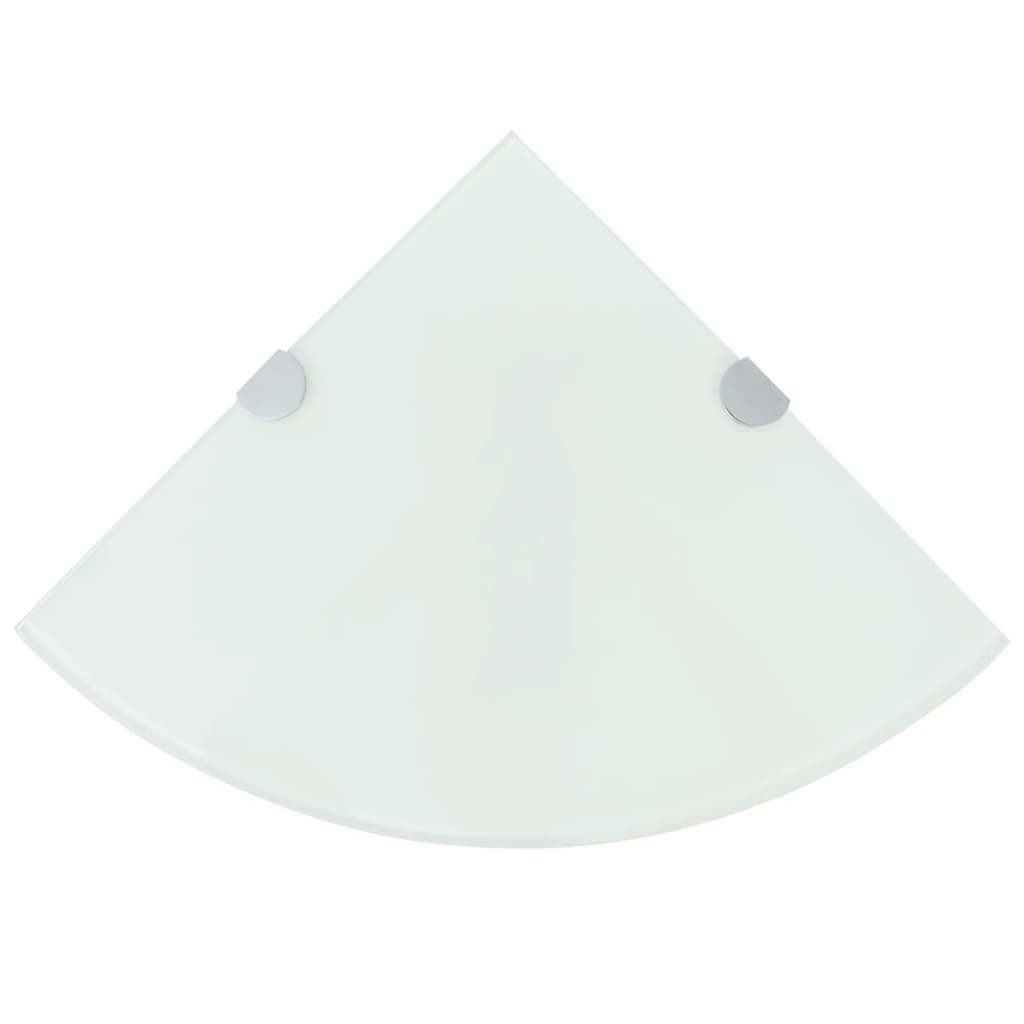 vidaXL vidaXL Półki narożne 2 szt., z chromowanymi wspornikami, białe 35x35cm
