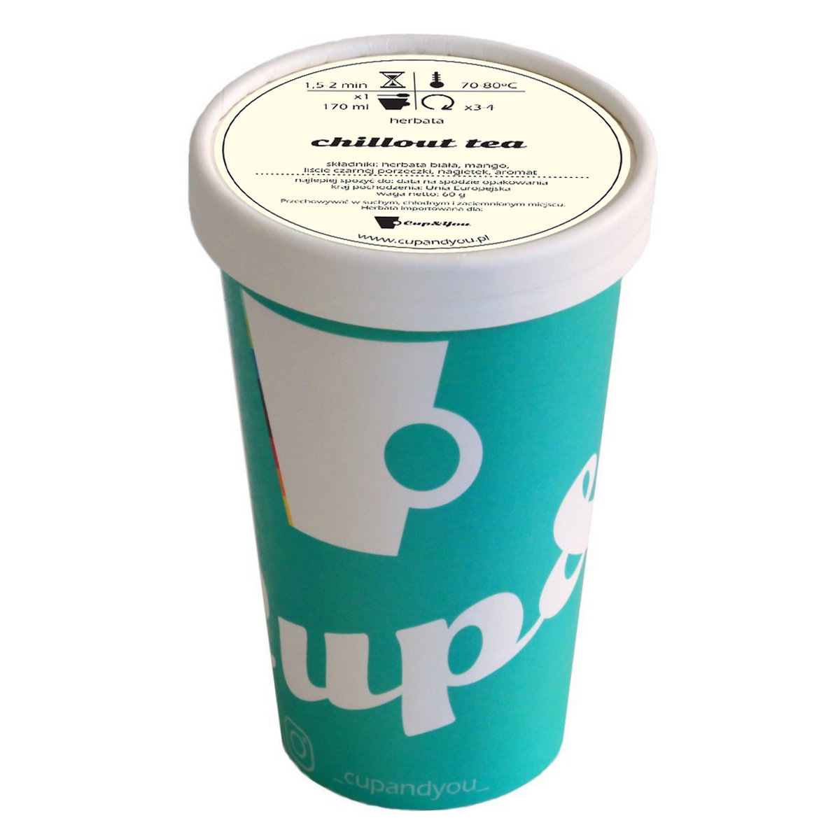 Herbata biała smakowa CUP&YOU, chillout tea w EKO KUBKU, 60 g
