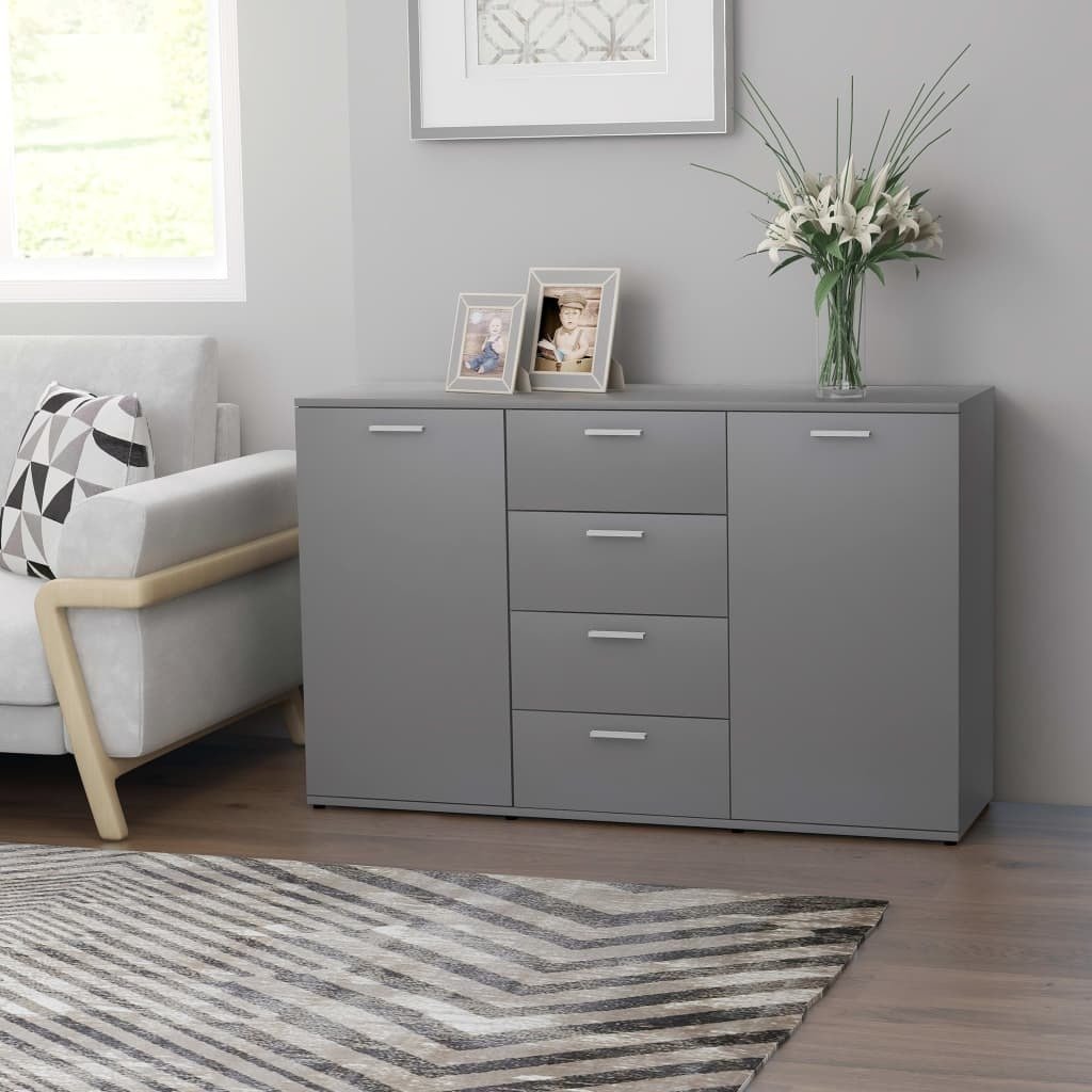 vidaXL Komoda, szara, 120x35,5x75 cm, płyta wiórowa