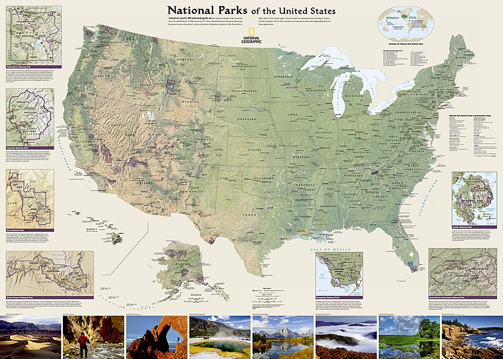 National Geographic, mapa ścienna Parki Narodowe Stanów Zjednoczonych, 1:5 200 000