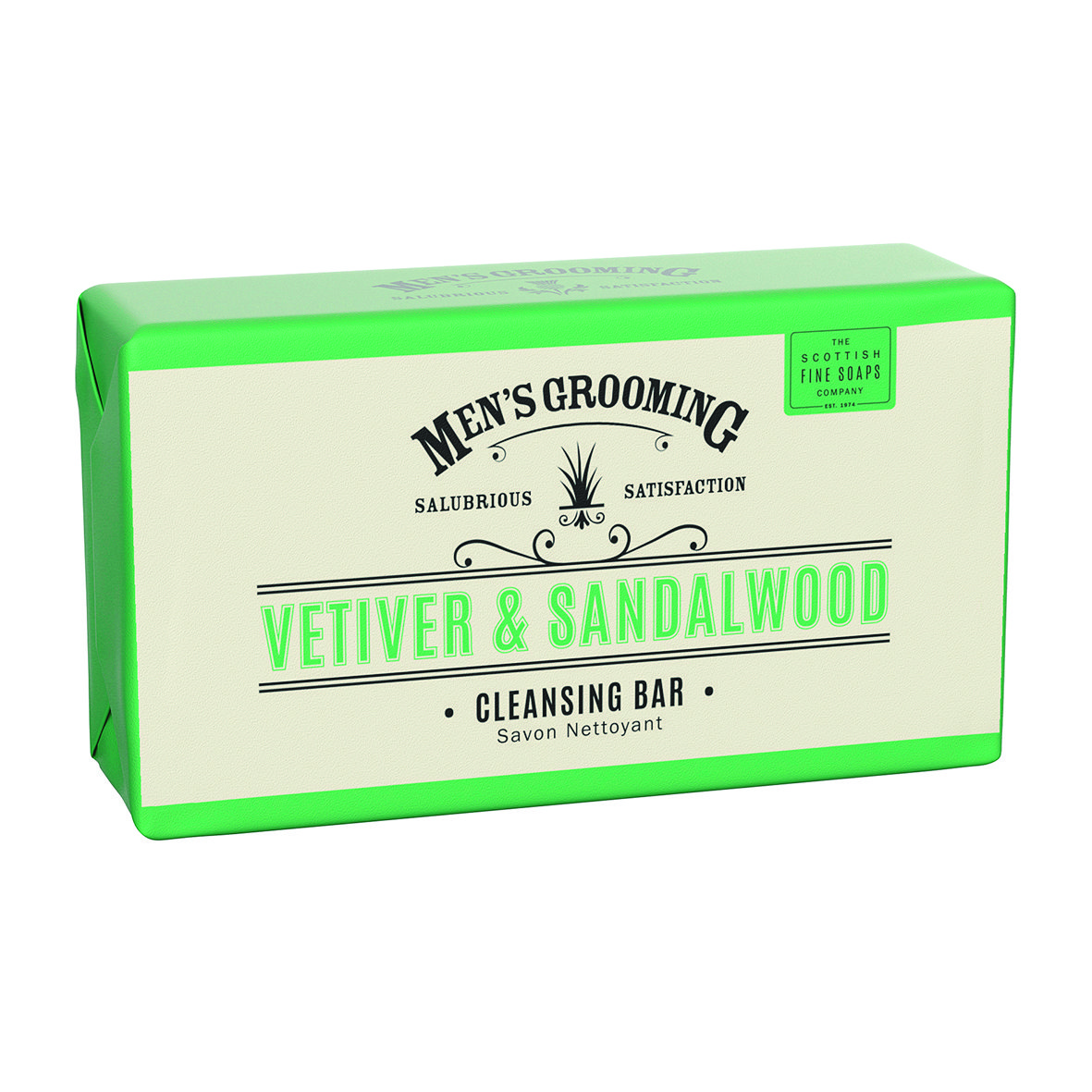 The Scottish Fine Soaps, Men's Grooming Vetiver & Sandalwood, oczyszczające mydło do ciała w kostce, 220 g