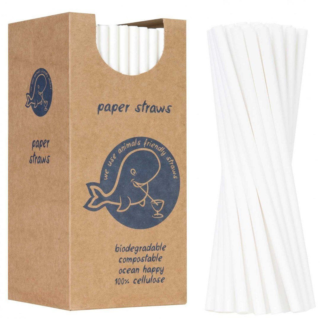 GSG słomki papierowe BIO ekologiczne PAPER STRAWS 6/205mm białe 250 sztuk 1009878 1009878