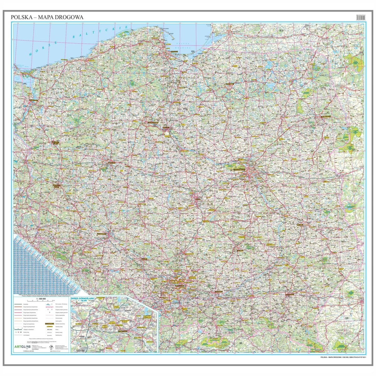 EkoGraf, mapa ścienna samochodowa Polska, 1:500 000