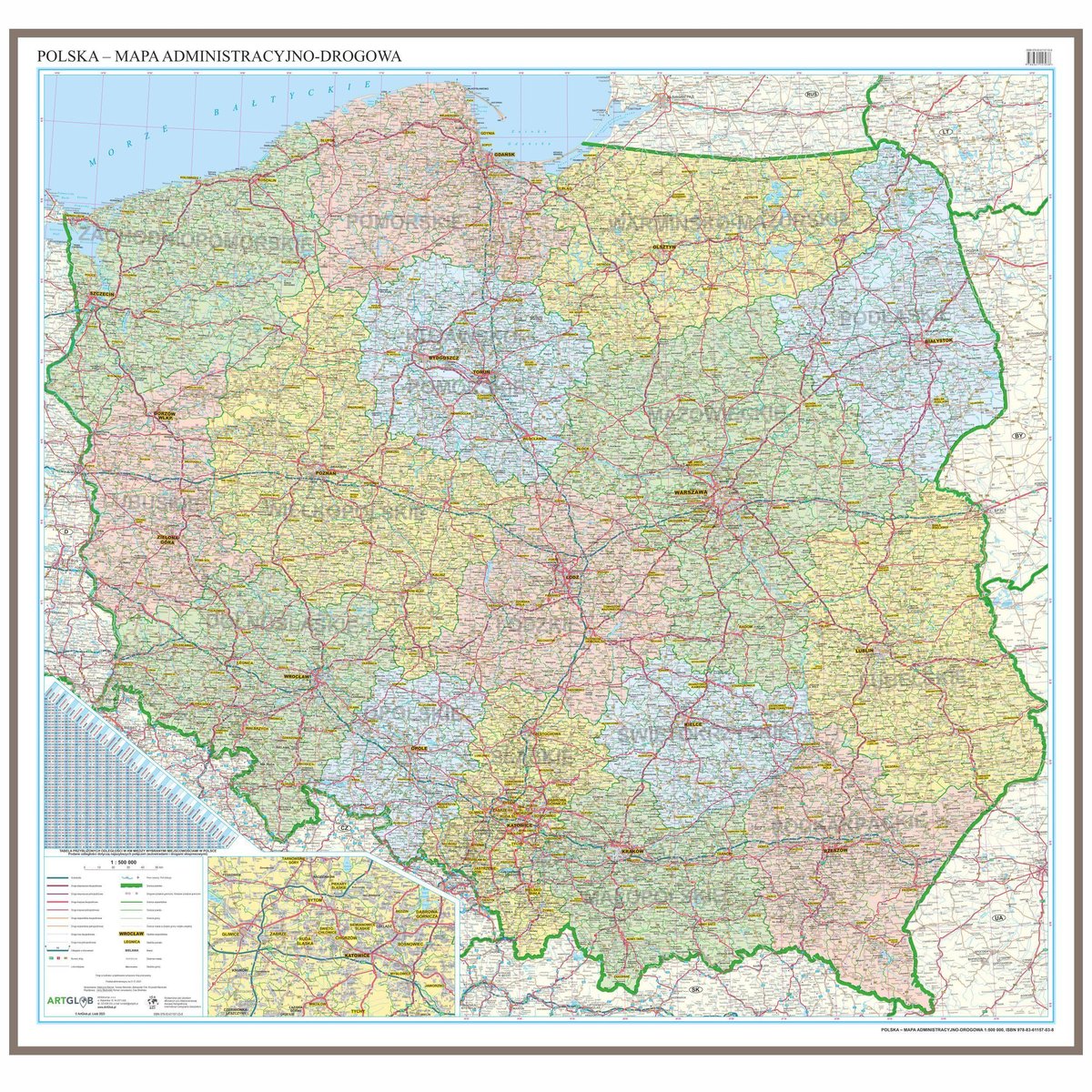 EkoGraf, mapa ścienna administracyjno-drogowa Polska, 1:500 000
