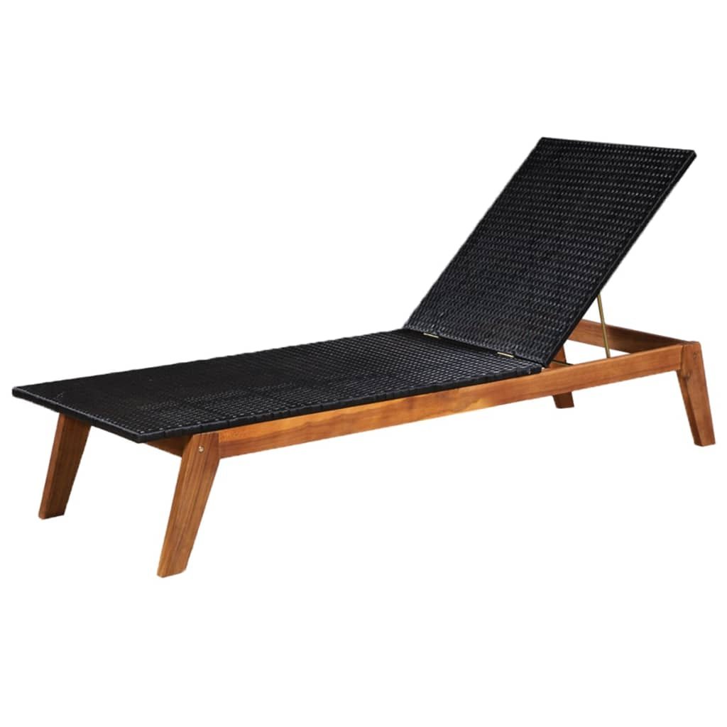 Leżak VIDAXL, czarny, 200x60x(34-86) cm