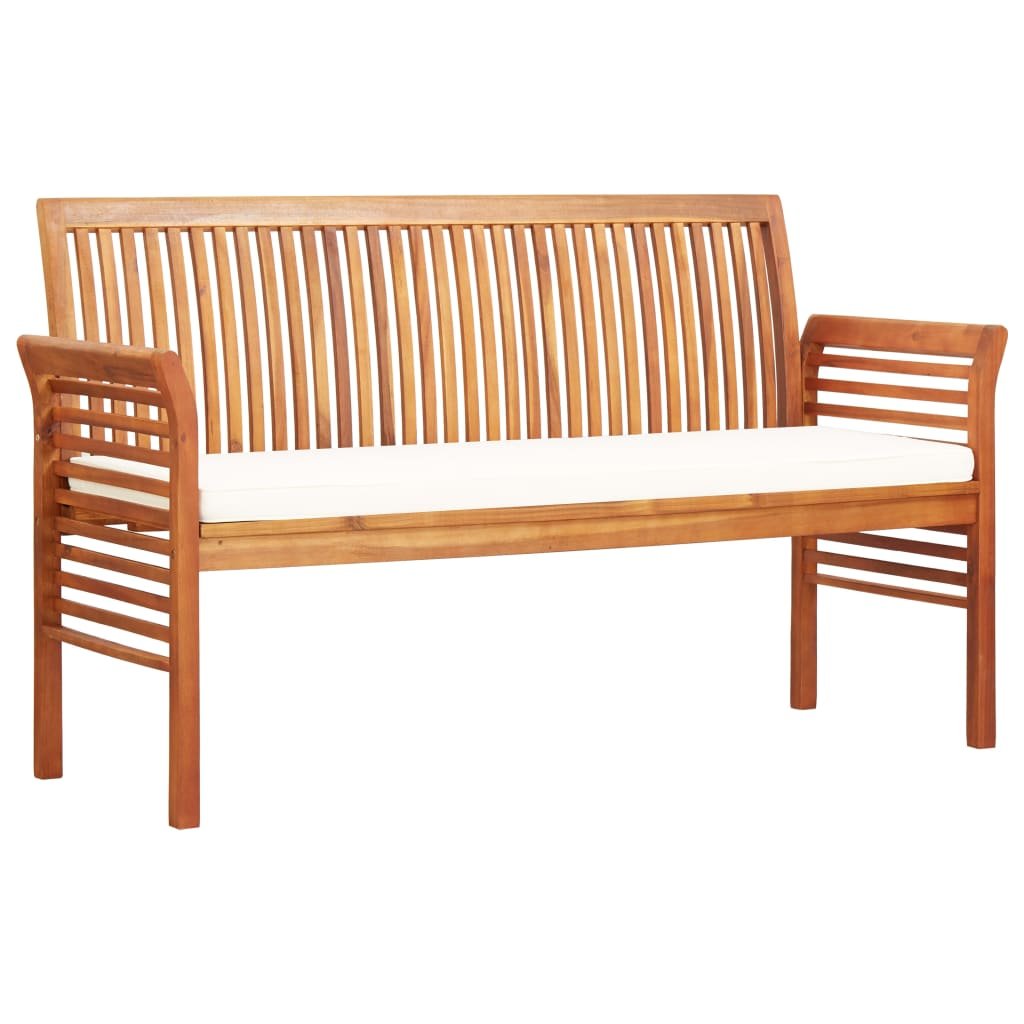 vidaXL 3-osobowa ławka ogrodowa z poduszką, 150 cm, drewno akacjowe