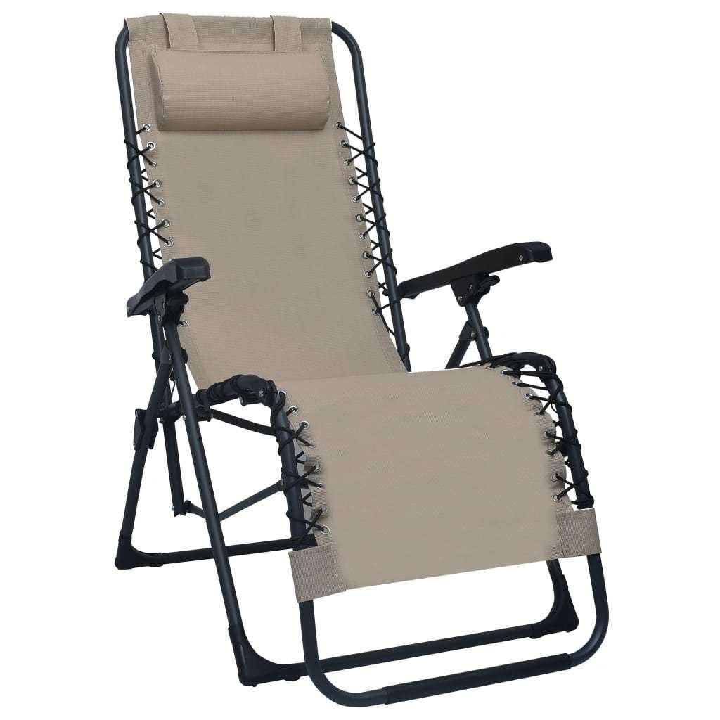 vidaXL Składane krzesło tarasowe taupe textilene 47901