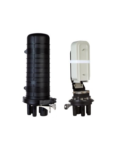 Mufa światłowodowa pionowa do 144 spawów KOMPLETNA (w pełni wyposażona: tacki spawów, oslonki spawów, elementy montażowe, osłonk