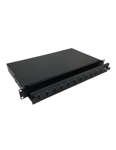 Przełącznica światłowodowa 12xSC simplex / 12xLC duplex 19" 1U z płytą czołową oraz akcesoriami montażowymi (dławiki, opaski), w