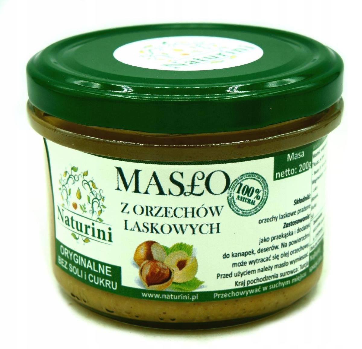 MASŁO Pasta z orzechów laskowych 200g 100% GŁADKIE