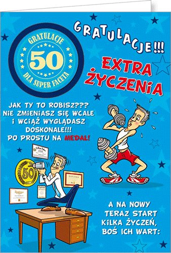 Karnet okolicznościowy, 50 urodziny, Party02