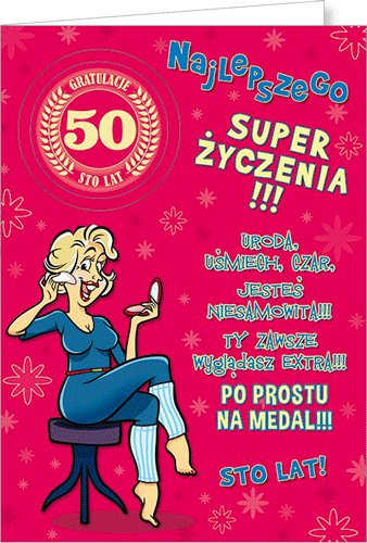 Karnet okolicznościowy, 50 urodziny, Party01